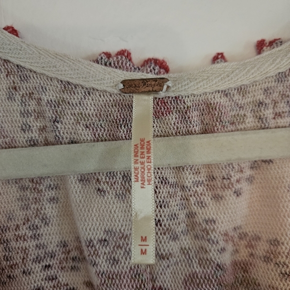 FREE PEOPLE Oh My Baby Tee Red & Cream Floral Size Medium - Picture 4 of 6